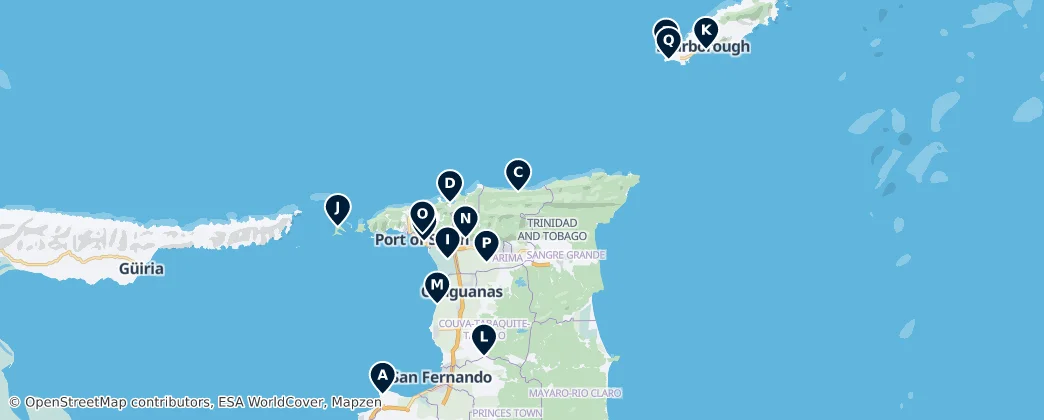 Map of Trinidad and Tobago's Essential Wonders