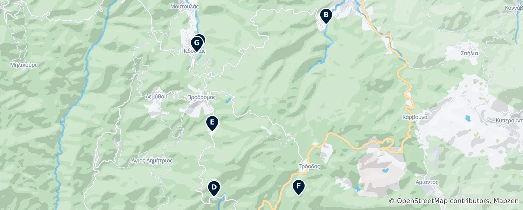 Map of Troodos Monasteries and Churches