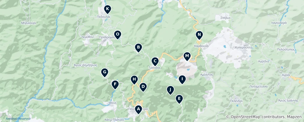 Map of Troodos Nature Trails