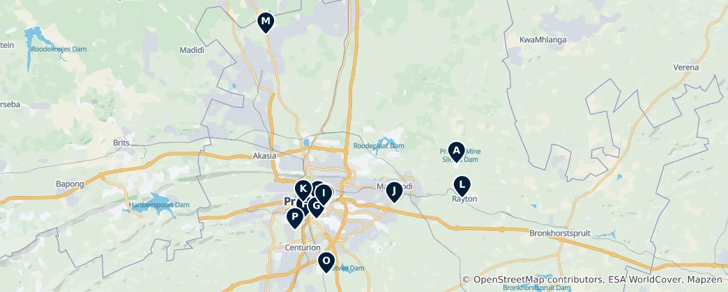 Térkép: Pretoria's Cultural Museums