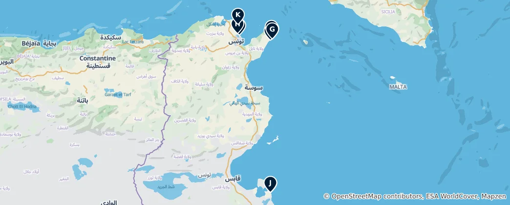 Tunisia's Best Beaches 지도