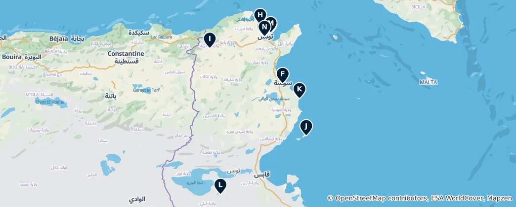 Map of Tunisia's Cultural Treasures