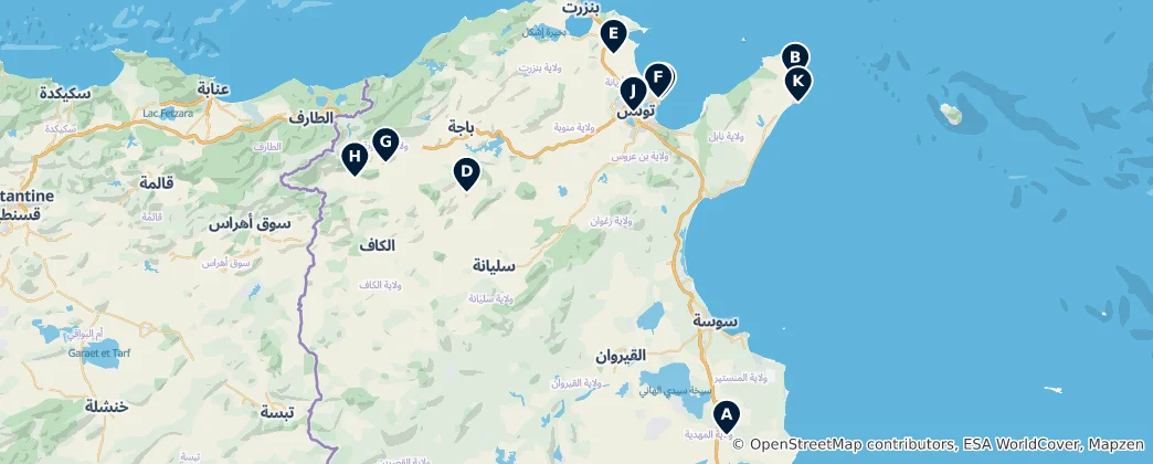 Map of Tunisia's Historic Treasures