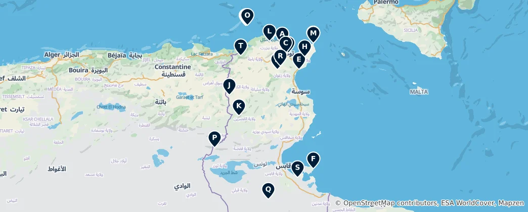 Karte von Tunisia's Natural & Historic Wonders