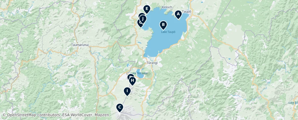 Map of Natural Wonders of Taupō