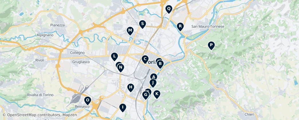 Monuments and Artworks of Turin — Map