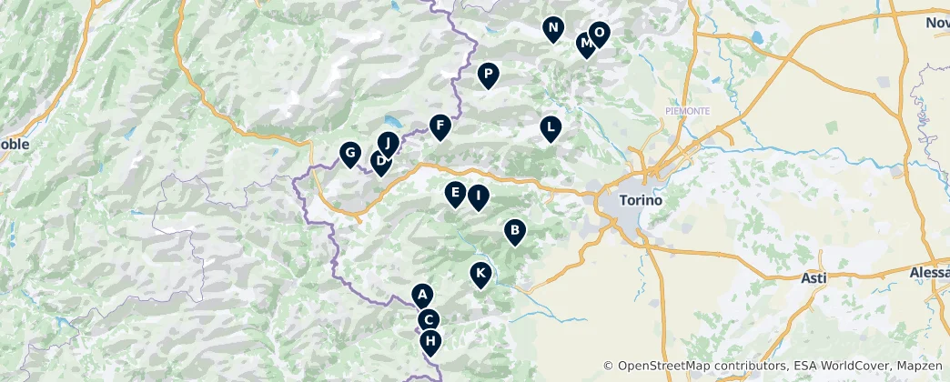 Kaart van Alpine Huts and Shelters