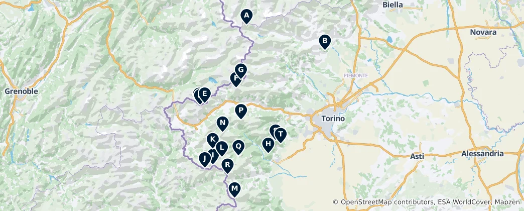 Map of Italian Alps: Peaks and Passes