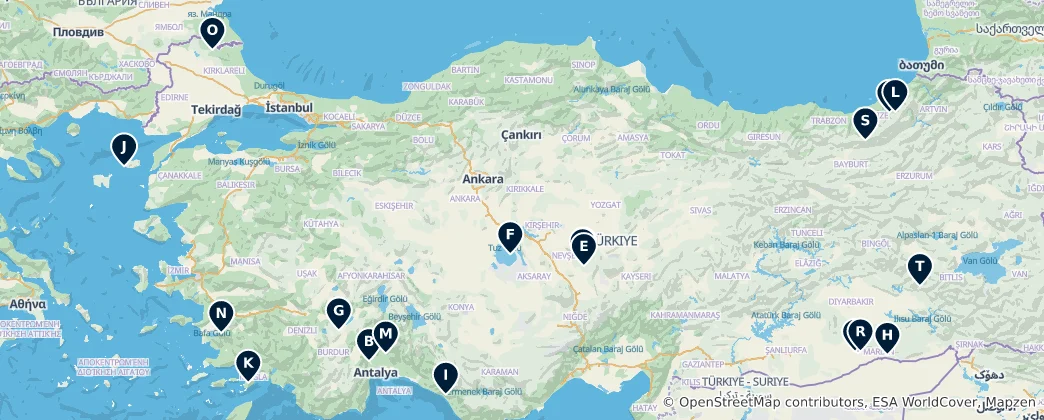 Map of Turkey's Natural Wonders