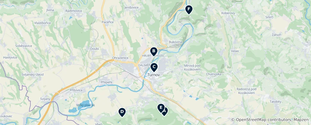 Map of Best of Turnov: Castles & Views