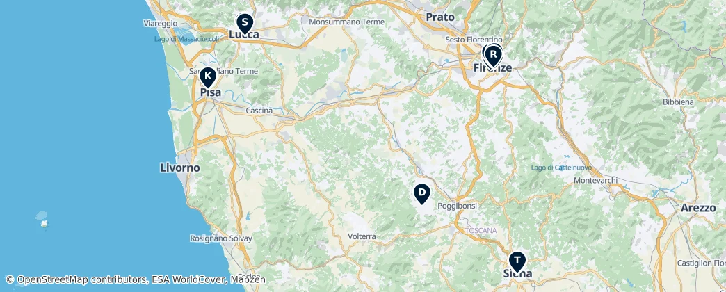 Map of Architectural Wonders of Tuscany