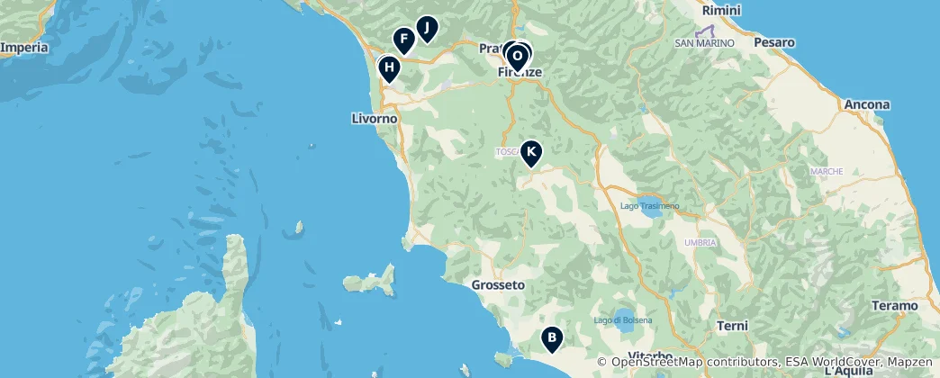 Map of Enchanting Gardens of Tuscany