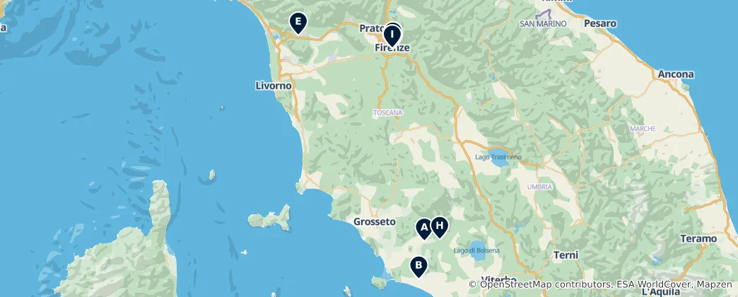 Map of Hidden Gems of Tuscany
