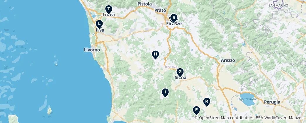 Karte von Iconic Churches of Tuscany