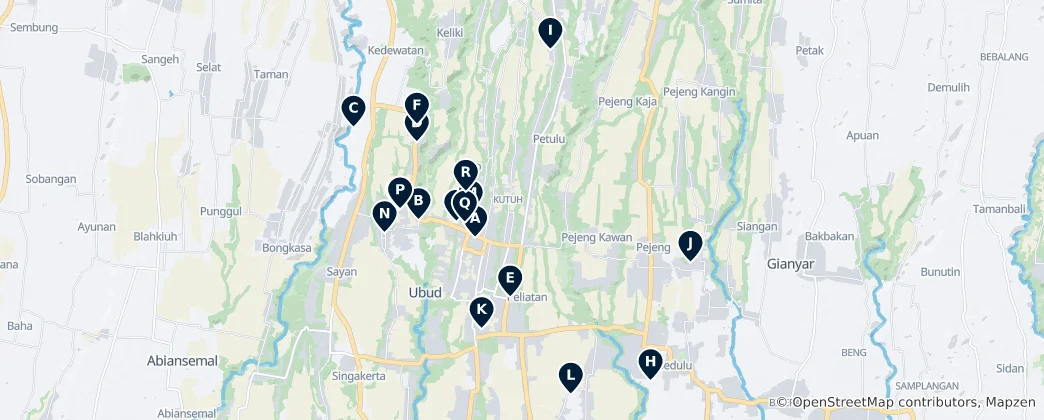 Mapa Ubud Art & Culture Trail