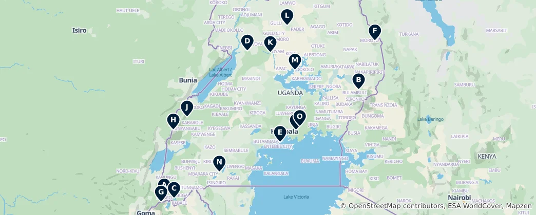 Mapa de Natural Wonders of Uganda