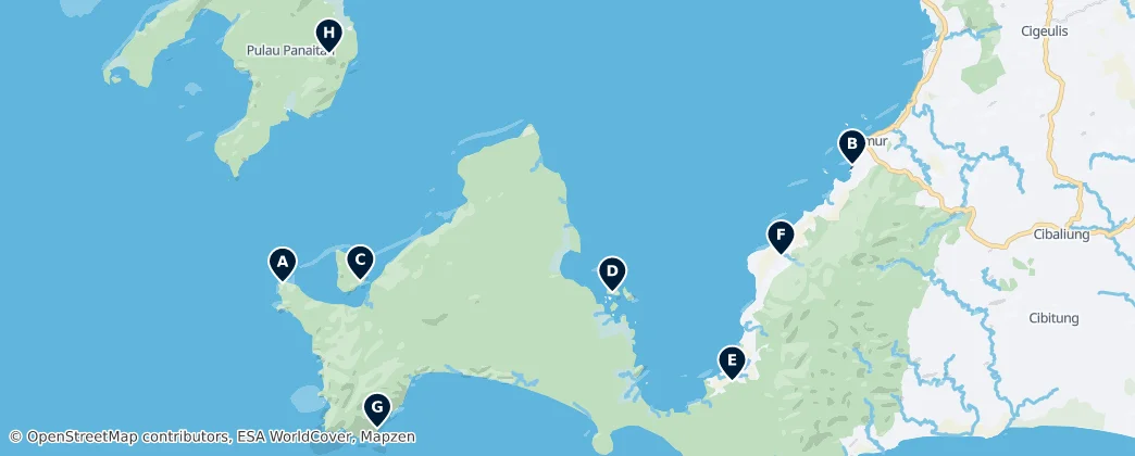 Ujung Kulon National Park Essentials — Mapa