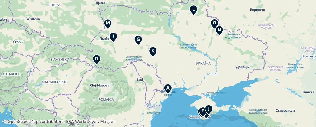 Mappa di Castles and Palaces of Ukraine