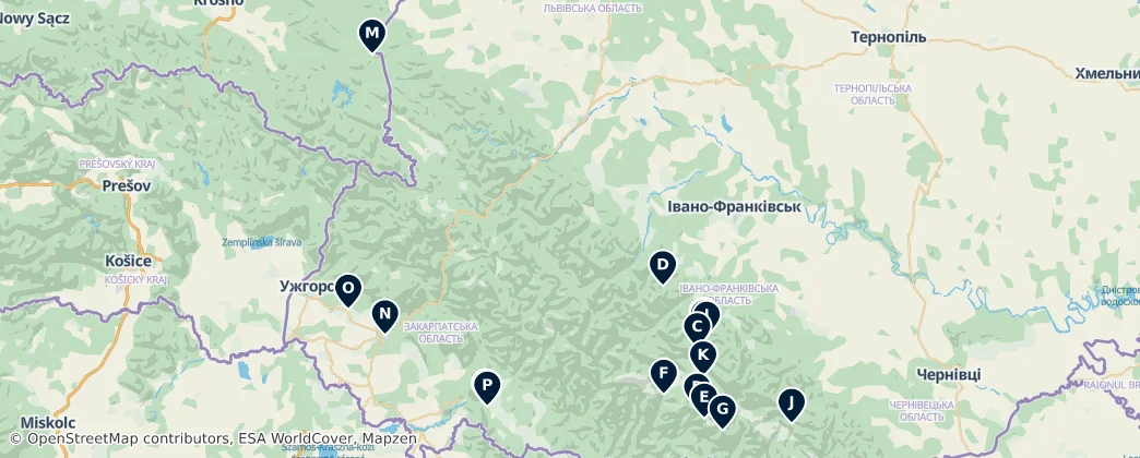 Ukrainian Carpathians: Absolute Essentials — Map
