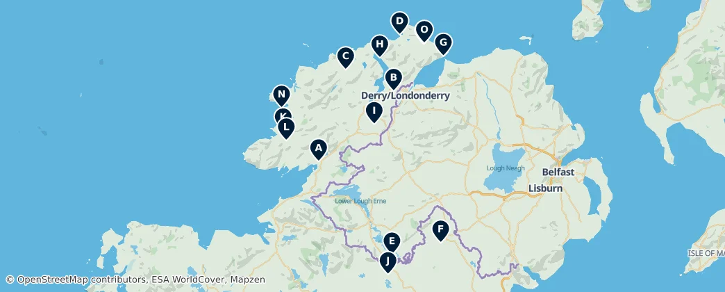 Karte von Castles and Ruins of Ireland