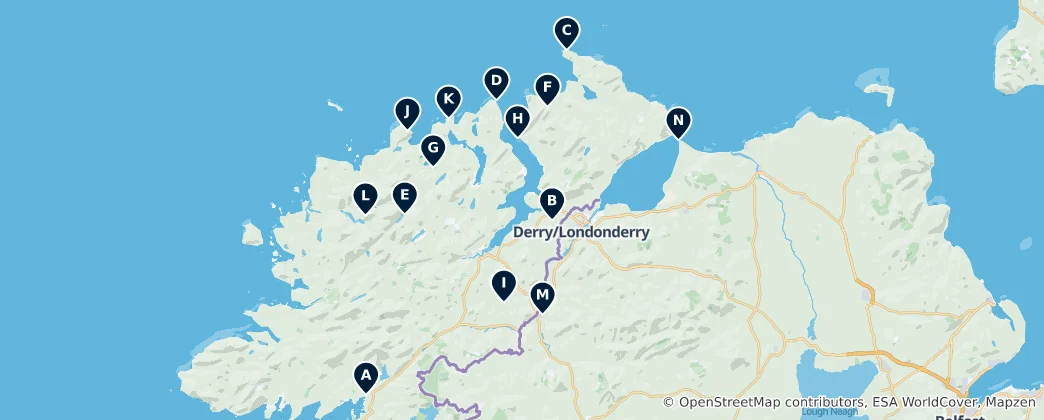 Mapa Ulster's Essential Landmarks