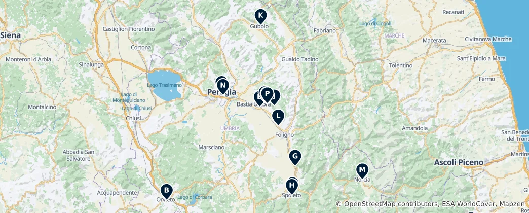 Churches and Basilicas of Umbria 지도