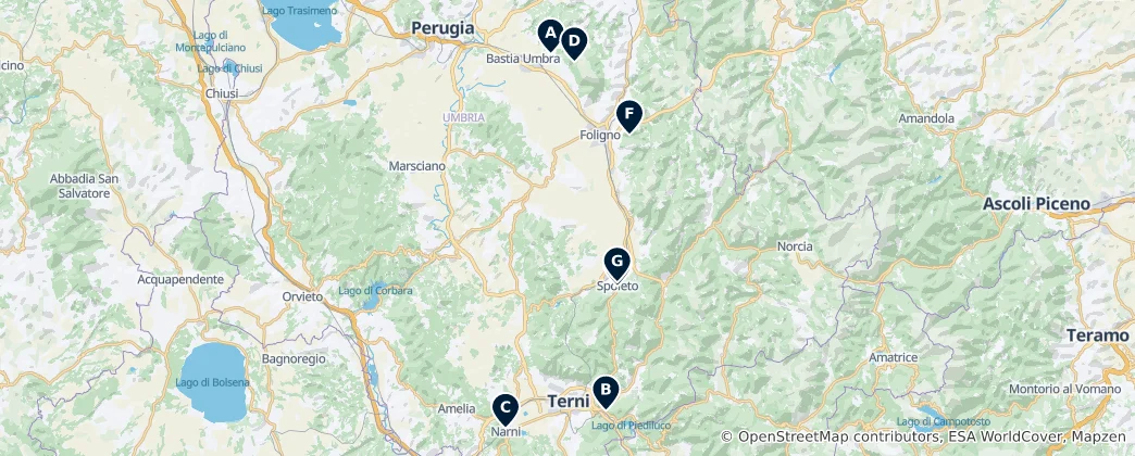 Map of Hidden Gems of Umbria