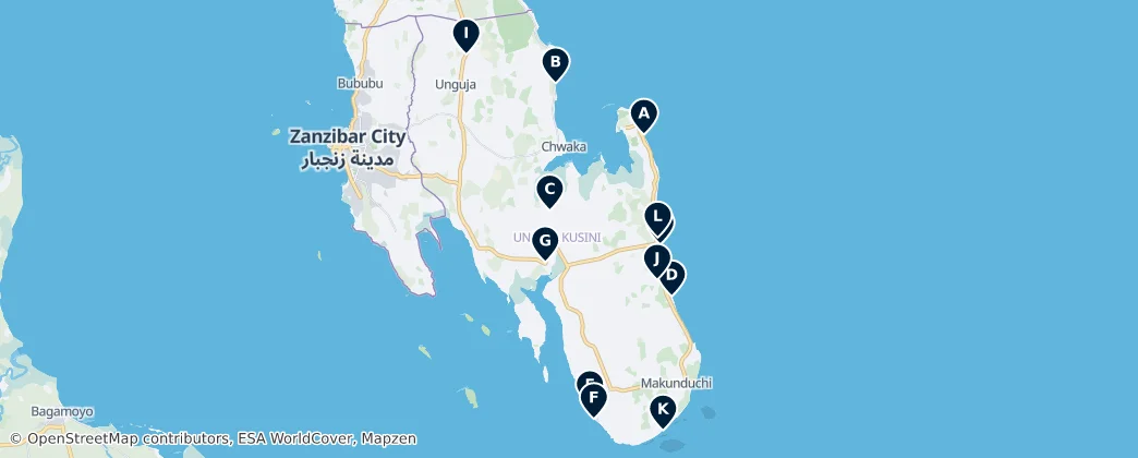 Map of Zanzibar South & Central Essentials