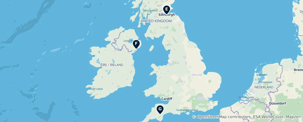 Mapa Editor's Choice Destinations