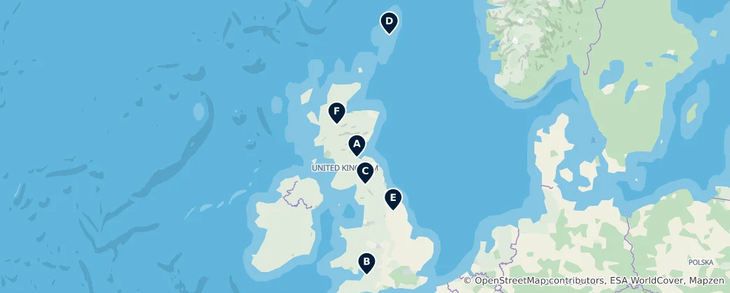 Map of Notable UK Airports