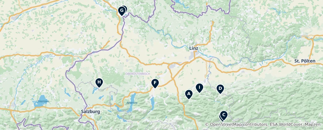 Mapa de Austrian Religious Sites