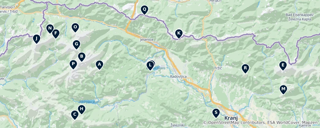 Map of Slovenian Mountains and Peaks