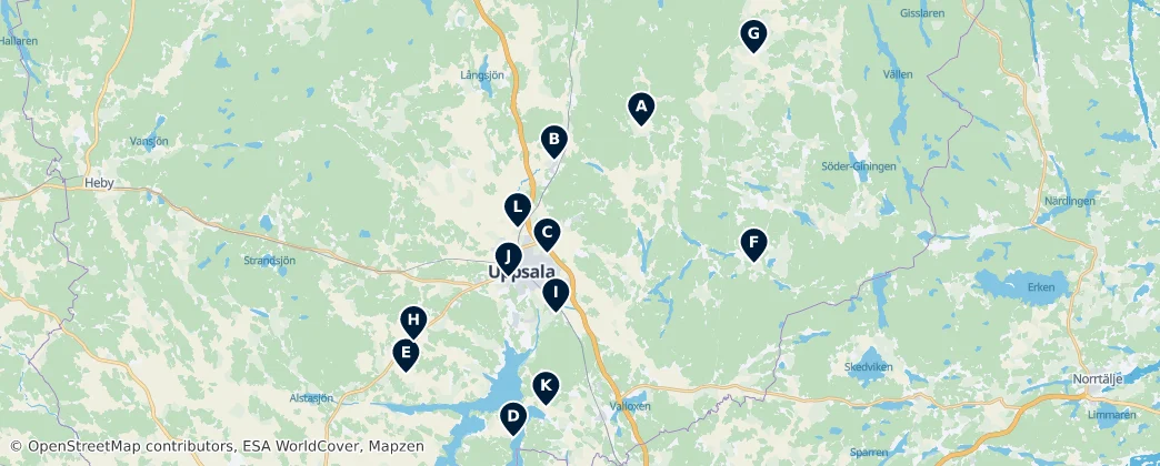Map of Historic Churches of Uppsala