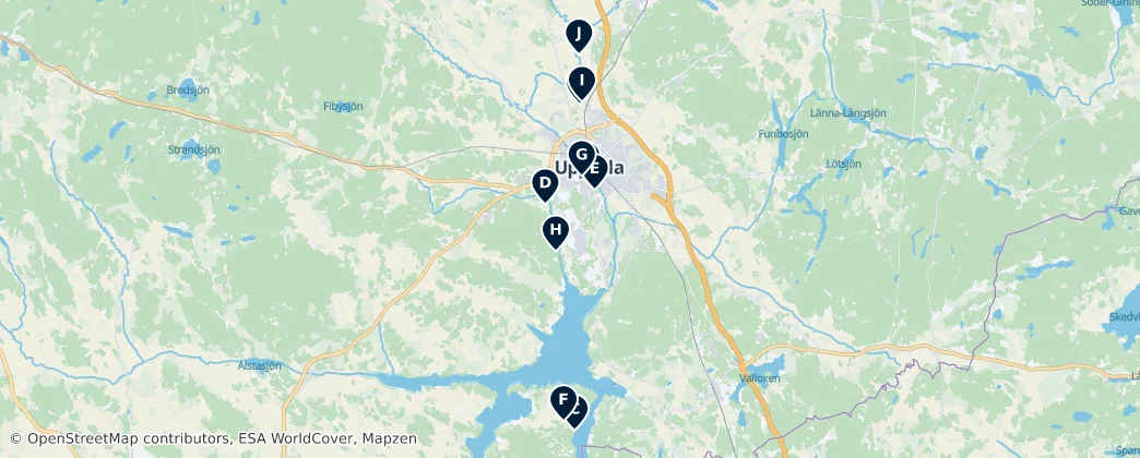 Map of Historical Sites of Uppsala