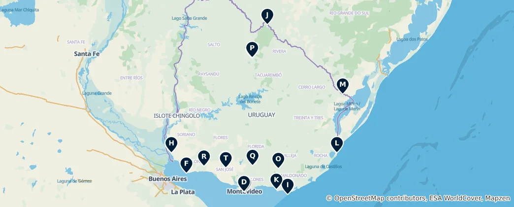 Map of Montevideo Parks and Plazas