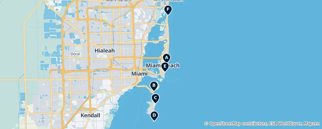 Mappa di Best Miami Beaches
