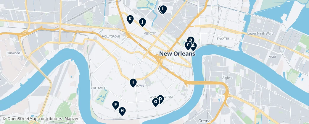 Carte de Iconic New Orleans Eateries