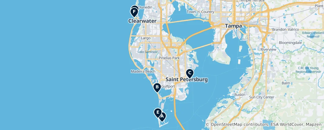 Mapa Beaches and Piers