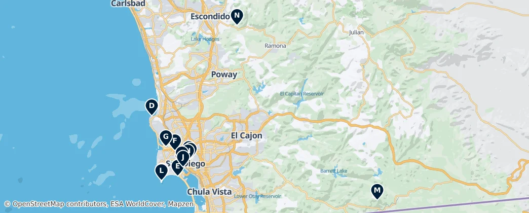 Mappa di San Diego County Unmissables