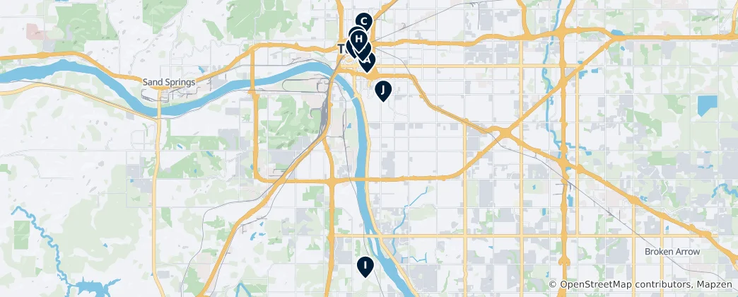 Mapa Tulsa Cultural Highlights