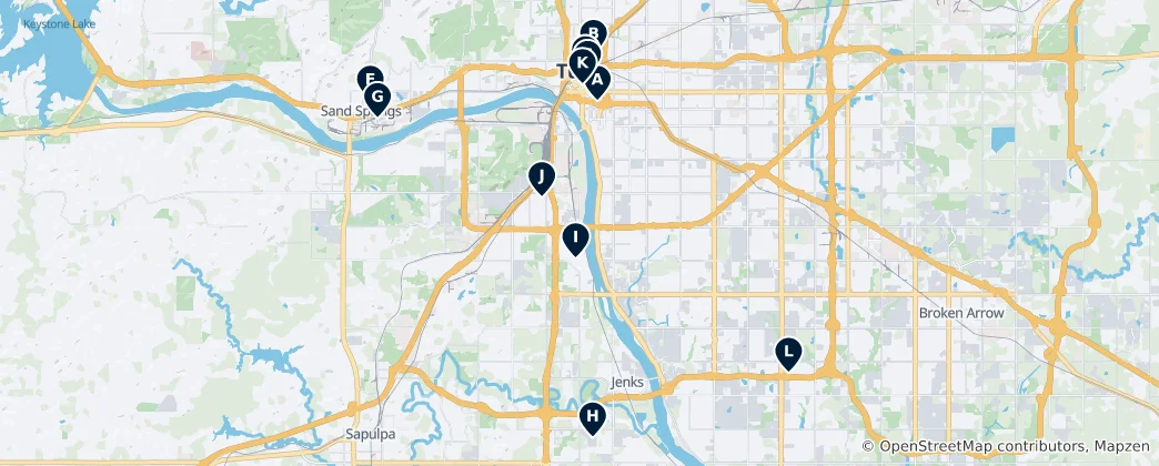Mapa Tulsa Hidden Gems
