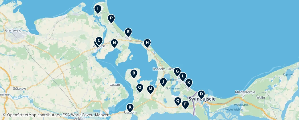 Mappa di Historic Churches of Usedom