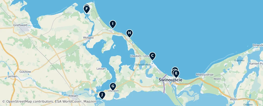 Mappa di Usedom - Uznam Essentials