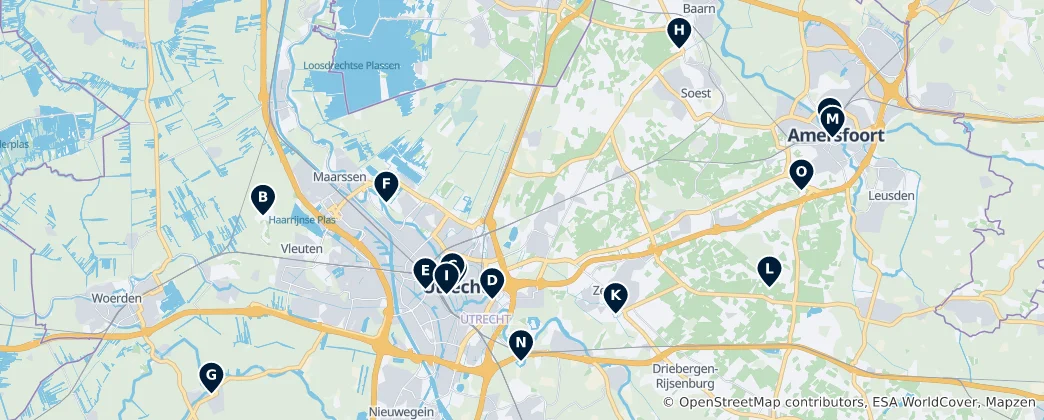 Térkép: Heritage Sites in Utrecht