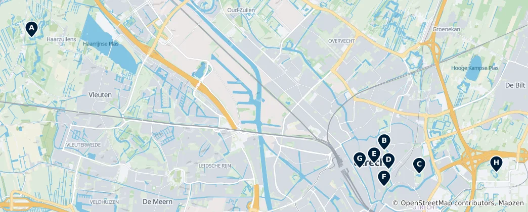 Carte de Utrecht Parks and Gardens