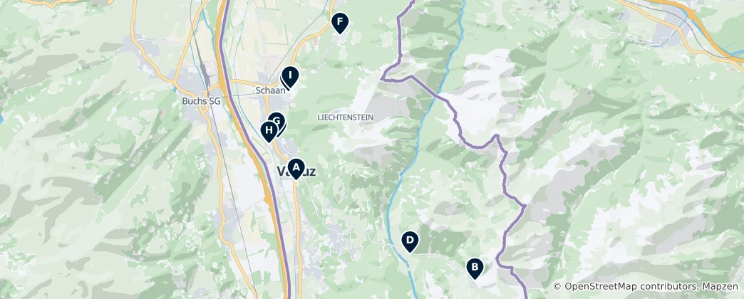 Mapa Náboženské památky Vaduz
