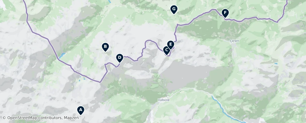 Mapa Iconic Peaks of the Prokletije