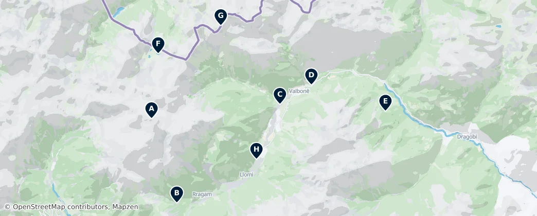 Carte de Valbona Valley National Park Essentials