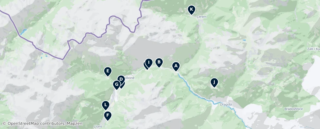 Where to Stay in Valbona 地图