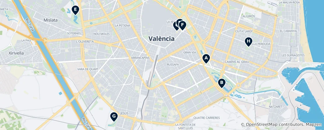 Mapa Parks and Gardens